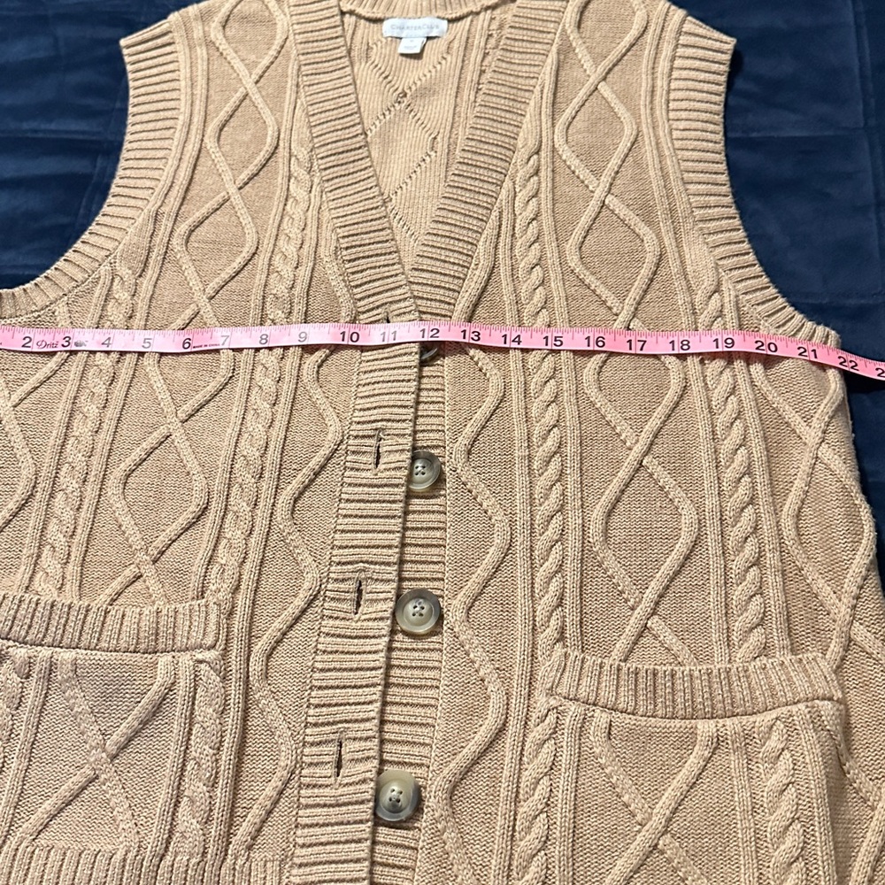 Charter Club Khaki Cable Knit Vest - Picture 4 of 6